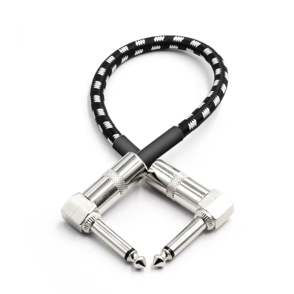 Кабель для электрогитары 6 35 Плетеный аудиокабель с двойным углом черно белый
