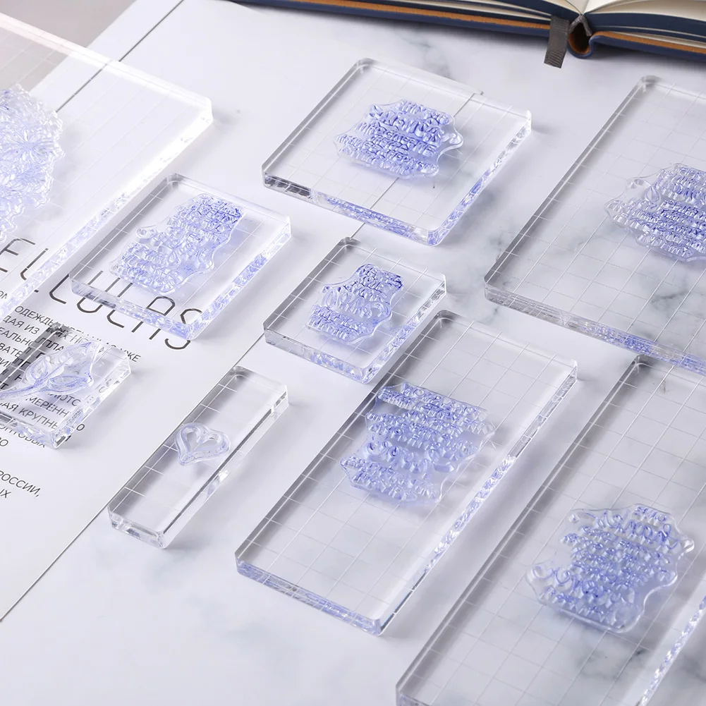 Transparency Acrylic Block with Grid Line DIY Seal Stamp Position Clear Stamping Tool for Scrapbooking Album Embossing Decor | Дом и сад