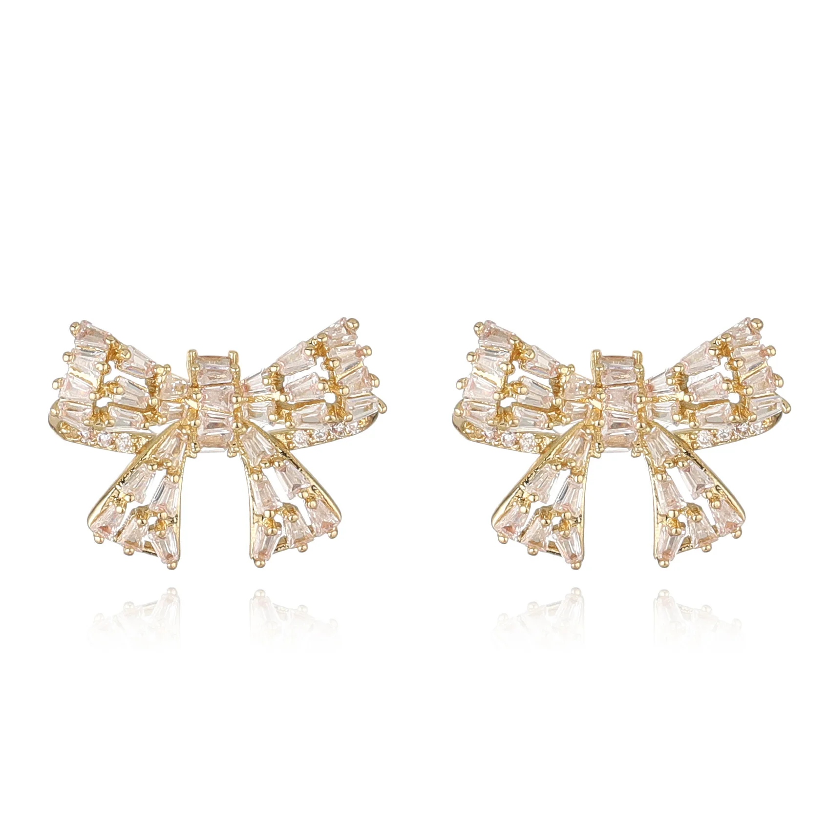 

Luxury Cubic Zircon CZ Delicate Knot Stud Earrings for Women Japanese&Korea New Style 14K Gold Plated Earrings