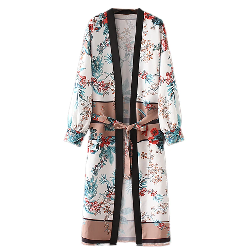 Женское кимоно с поясом бандажная шаль принтом кардиган верхняя накидка блузка