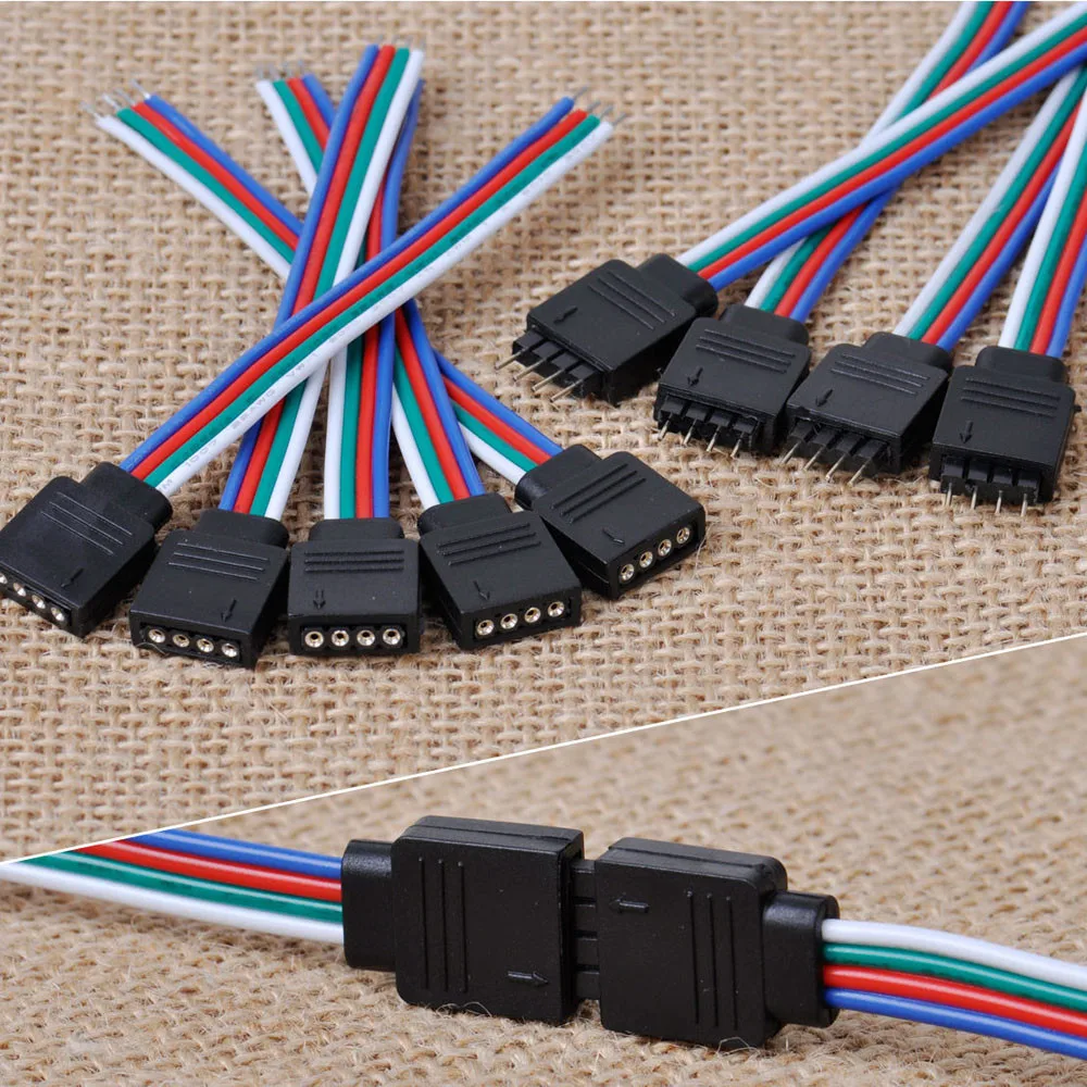 10 шт. 4Pin мужской + Женский Соединительный кабель провод для 3528 5050 SMD Светодиодные