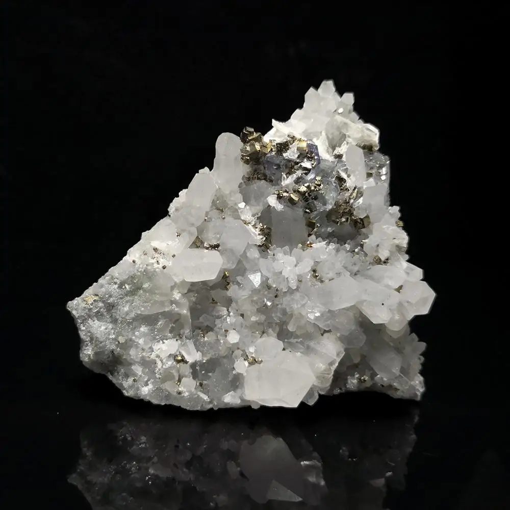 

224 г натуральный камень, кварц, пирит, флюорит, кальцит, минеральный кристалл, образец из провинции Цзянси, Китай, A2-2