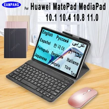 For Huawei MatePad 11 10.4 Pro 10.8 T10s T 10s Keyboard Case MediaPad T5 M5 10.1 M5 M6 10.8 English Russian Spanish Arabic