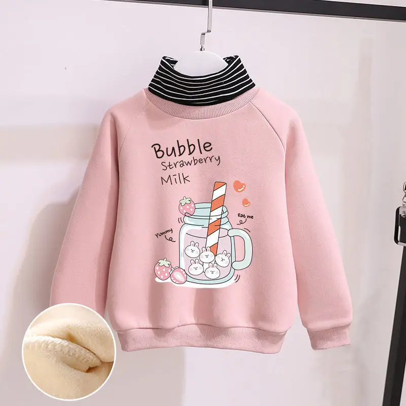 Su&eacute;ter de terciopelo para ni&ntilde;as, versi&oacute;n coreana de la marea, nueva ropa de oto&ntilde;o e invierno, chaqueta gruesa y c&aacute;lida, ropa para ni&ntilde;os, cuello alto-1