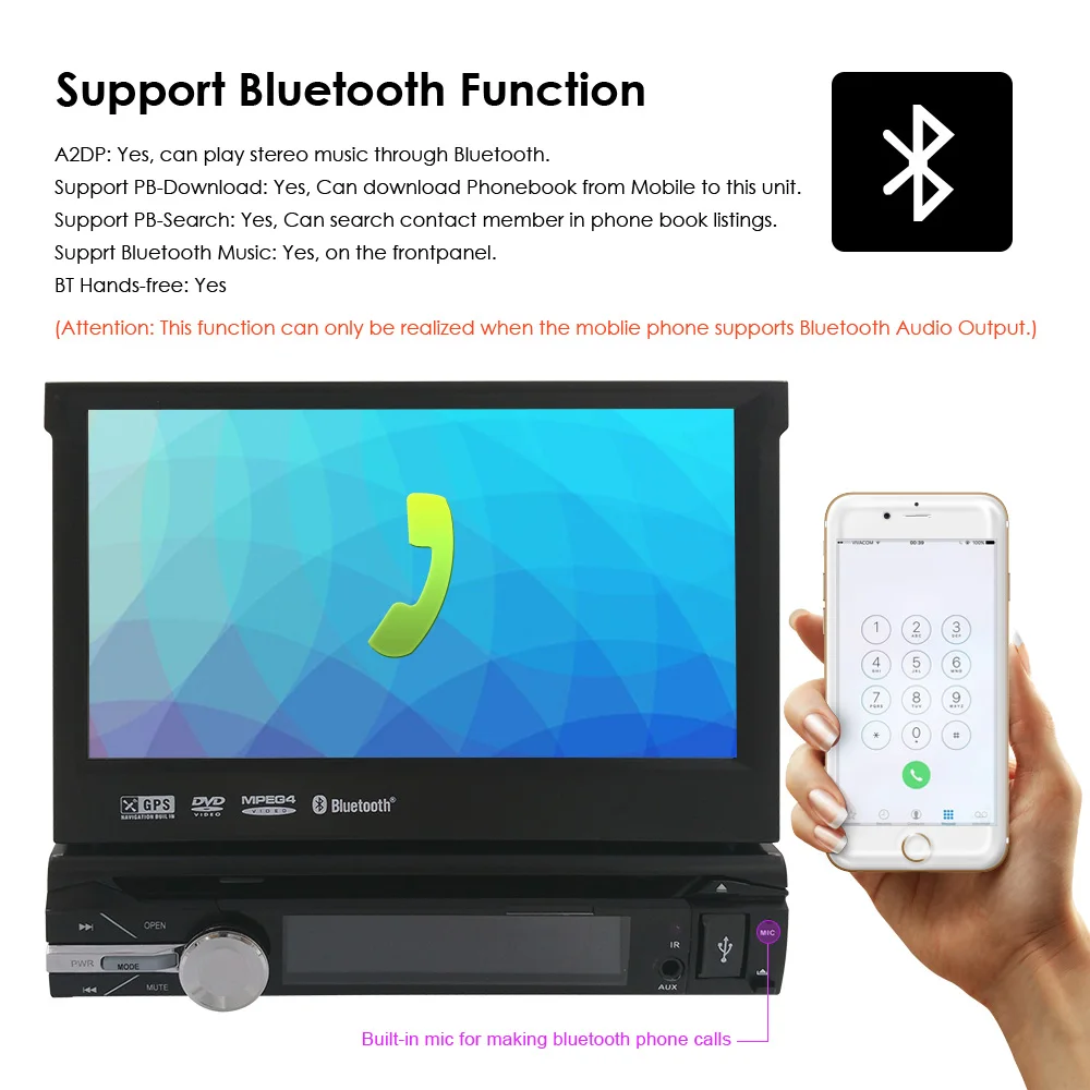 Universal 7 inch 1080P Single Din Retractable Android 10 Car DVD Player Digital touch screen Autoradio Media 2GB+32GB CAM | Автомобили и