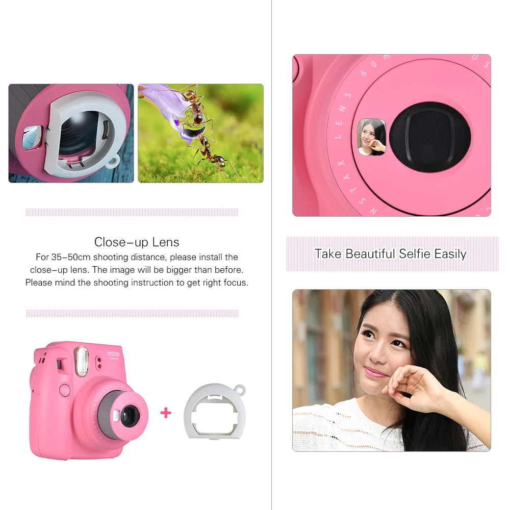 Fujifilm Instax Mini 9 мгновенная камера пленочная с зеркалом для селфи 2 шт. аккумулятор FUJI
