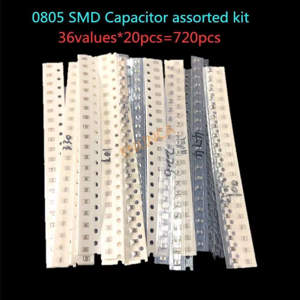 0805 SMD конденсатор в ассортименте 36 значений * 20 шт. = 7 1 пФ ~ 10 мкФ набор образцов