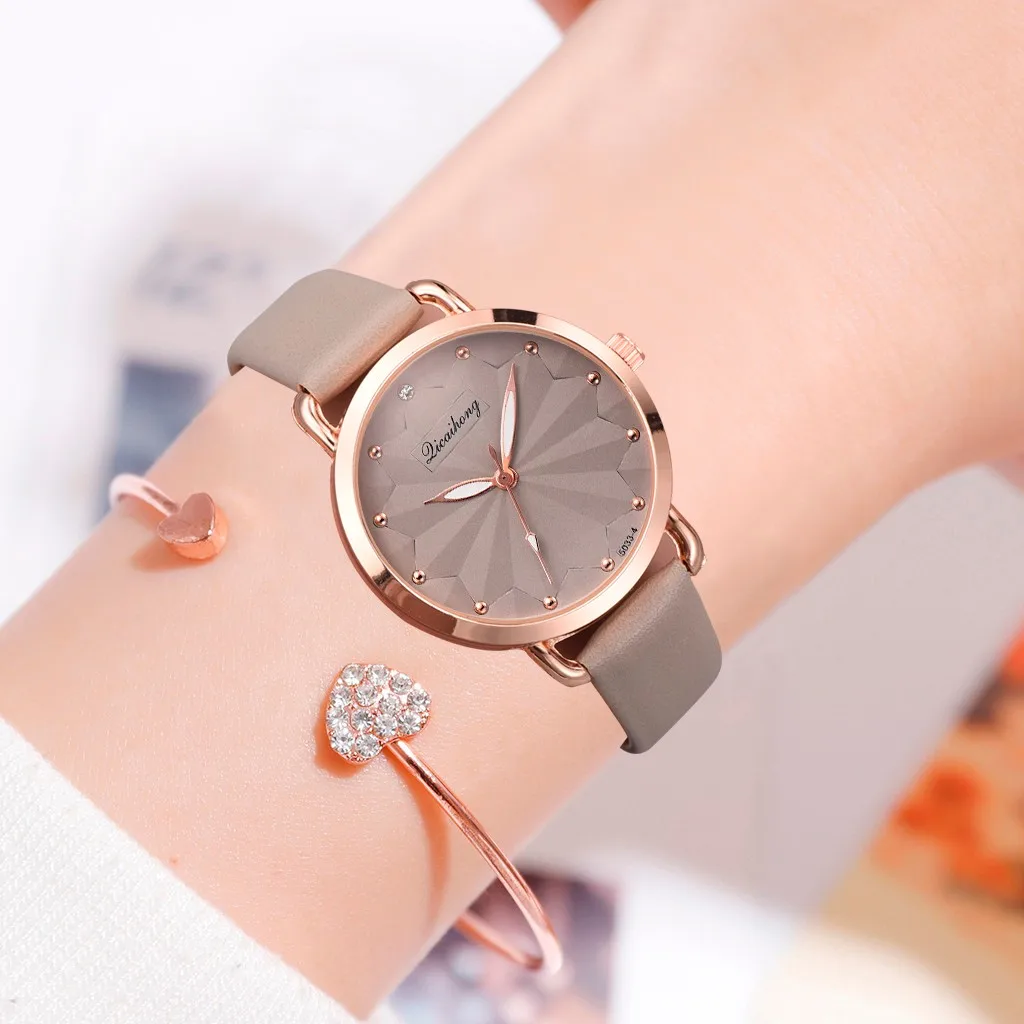 Роскошные модные женские часы браслет повседневные кожаные Аналоговые