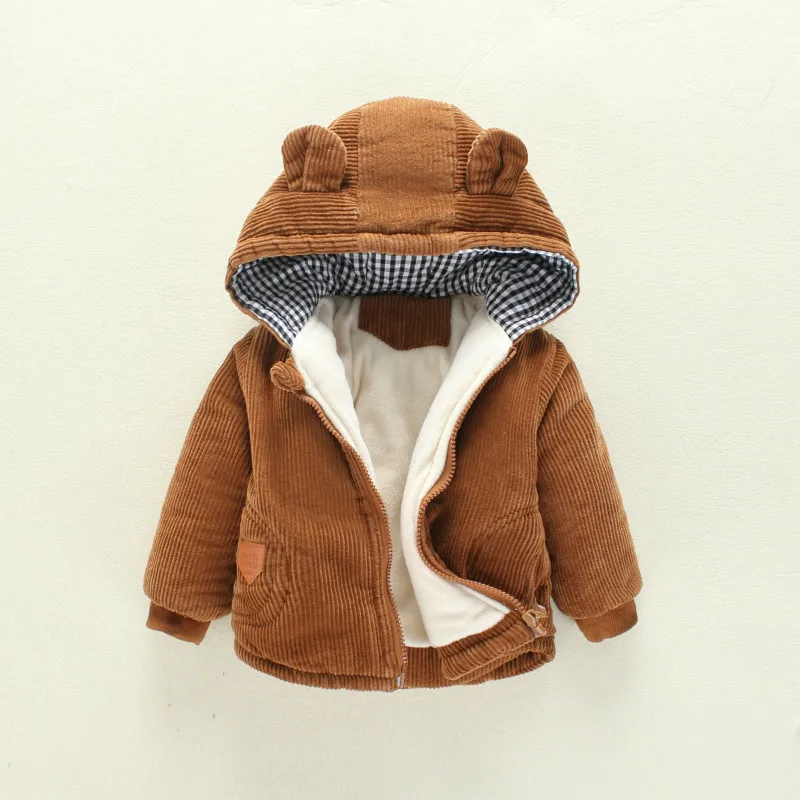 Модное детское пальто с меховым капюшоном для маленьких мальчиков и девочек