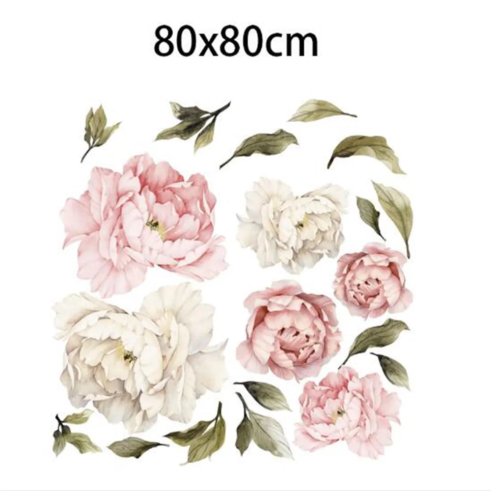 Стикер на стену цветы пиона наклейки для домашнего декора акварельный Декор