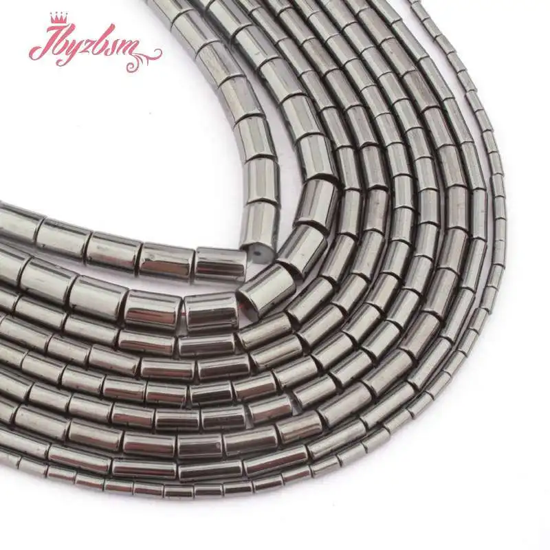 

Column Tube Hematite Beads (No Magnetic) Black Hematite Natural Stone Beads for DIY Charms Necklace Bracelet Jewelry Making 15"