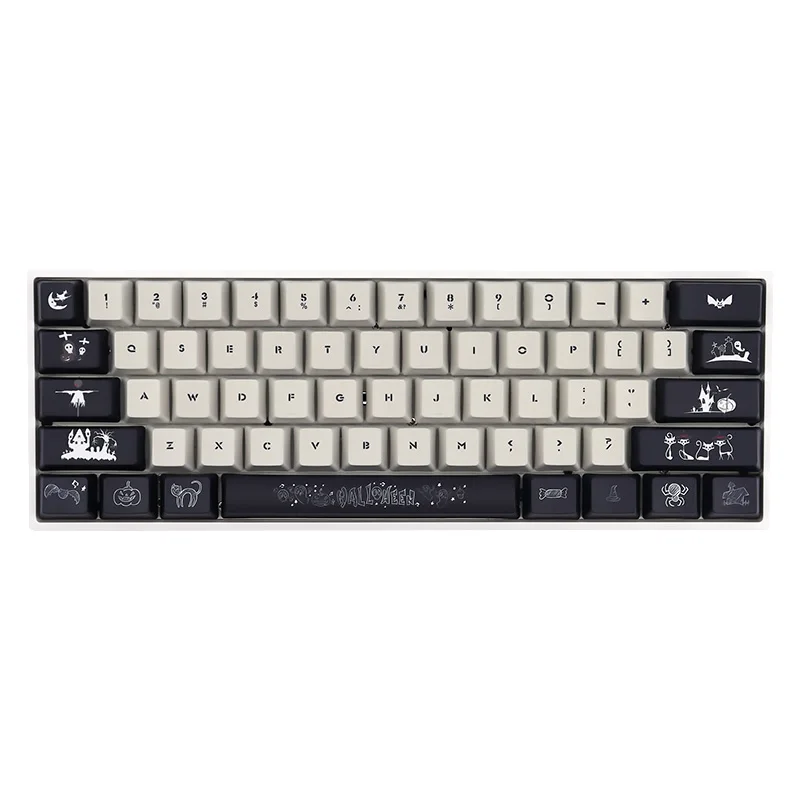 

Black White Halloween PBT Keycaps Dye Sub OEM Profile Anime Keycap For Cherry MX Switch 61/87/104/108 Mechanical Keyboard