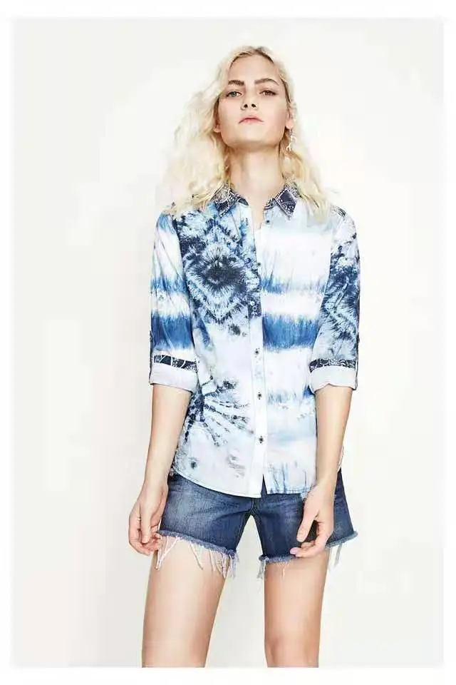 2017 DESIGUAL модная одежда рубашка блузка галстук окрашенная | Женская