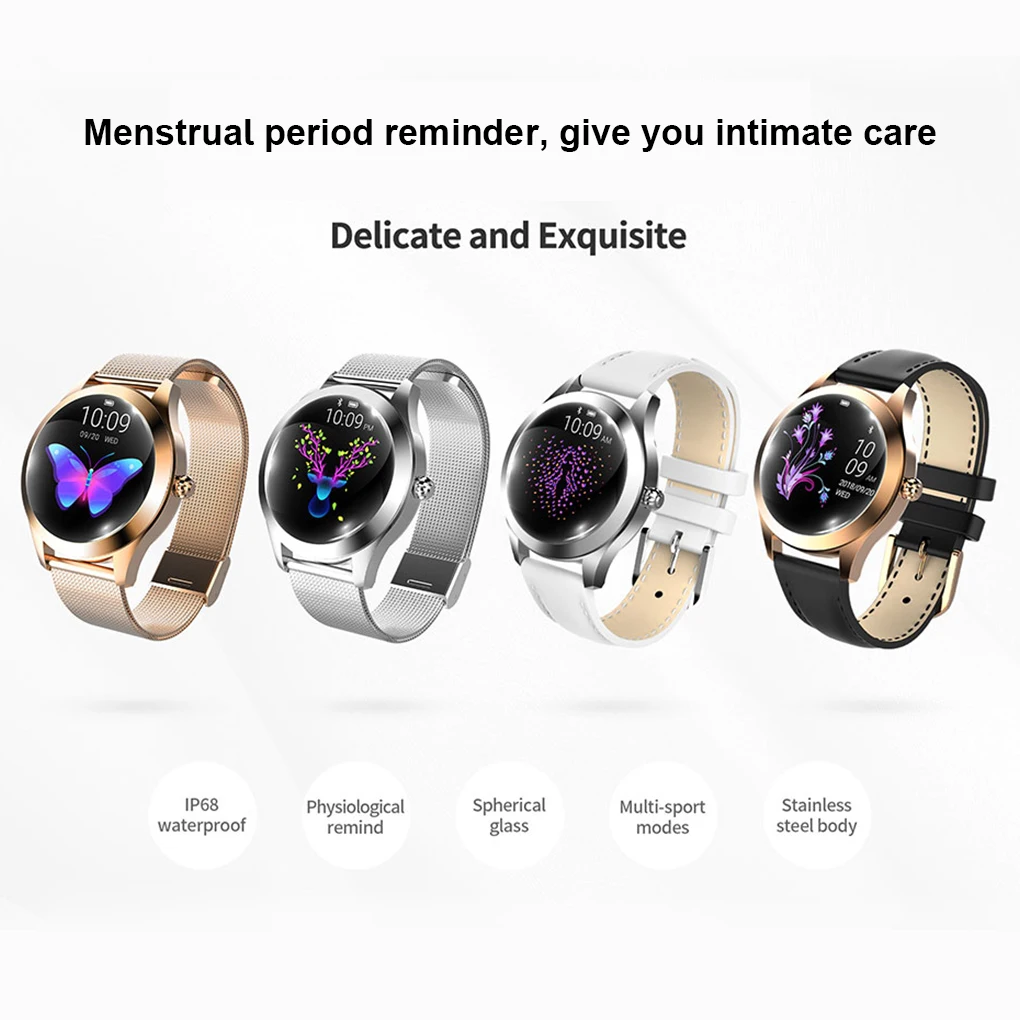 

IP68 Waterproof Smart Watch Women Lovely Bracelet Heart Rate Monitor Sleep Monitoring Smartwatch Connect IOS Android KW10 band