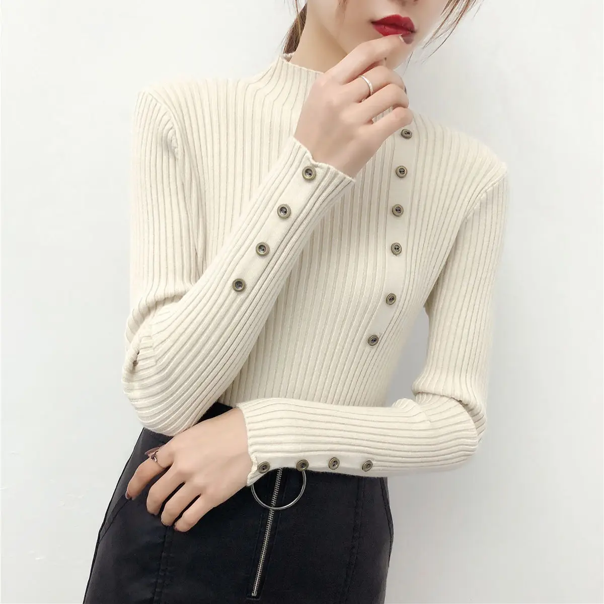 Повседневный осенне-зимний женский толстый свитер пуловеры с длинным рукавом и