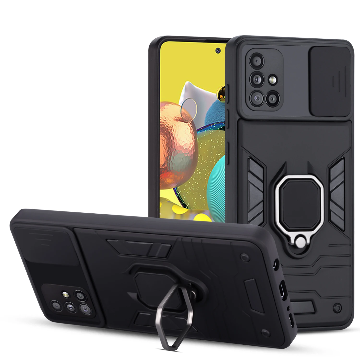 

Armor Anti Fall PC Phone Case For Samsung Galaxy For F22 M12 F12 M42 A03S A71 M32 M52 A51 5G 4G Magnetic Stand Protection Cover