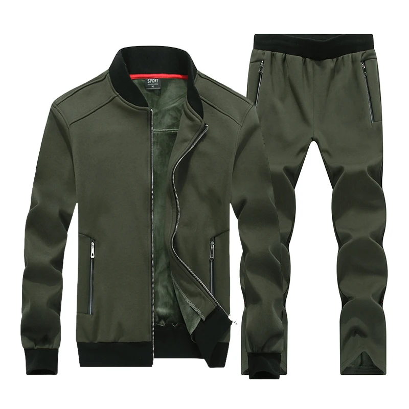 Men's Sports Tracksuit New Winter Sportswear Sets Thicken Warm Suit Male 2 Piece Jacket+Pants Quality Clothing Plus Size XL-8XL