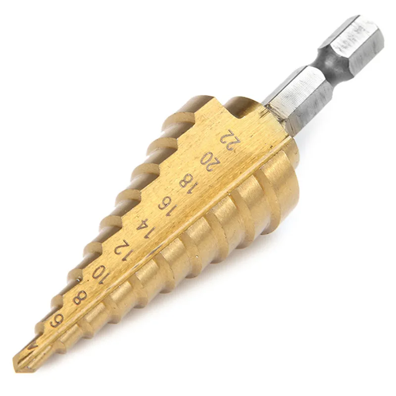 

4-22MM 4241 Hex Titanium Cone Drill Bit Hole Cutter for Sheet High Speed Steel Woodworking Wood Metal Drilling Power Tools
