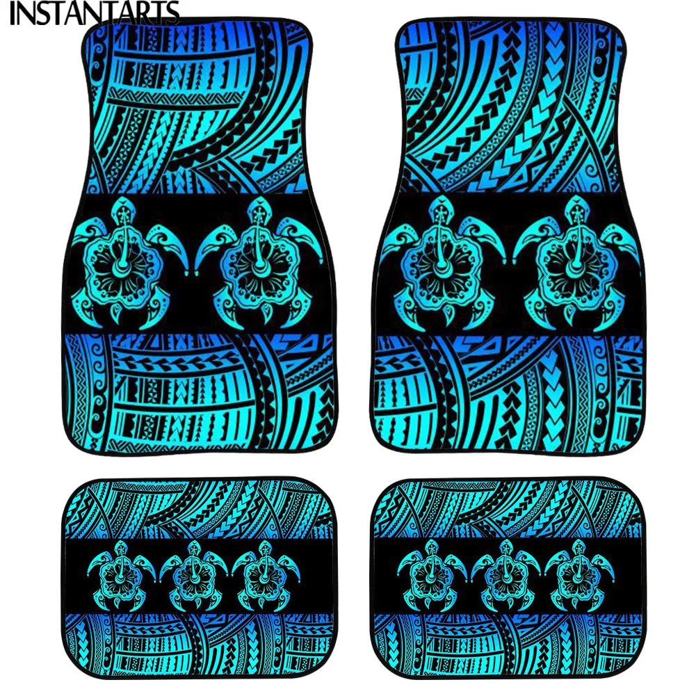 

INSTANTARTS Polynesian Sea Turtles Printed Car Accessories Floor Mats for Cars All Weather Durable Front and Rear Carpet Rug