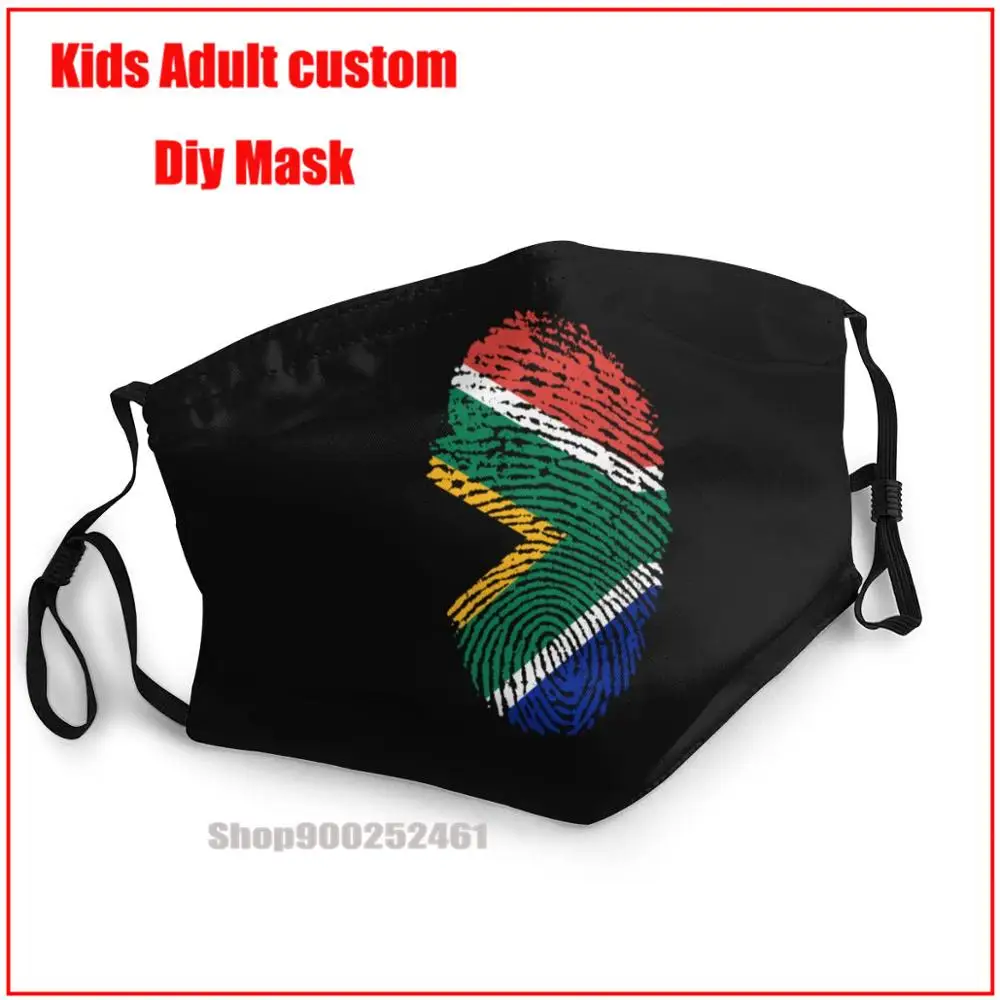 

South Africa Flag Fingerprint DIY mask for face fashion washable mask face mask reusable mascarillas de tela lavables con filtro