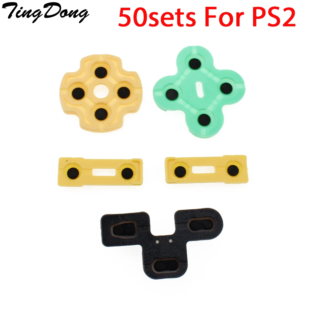 

TingDong 50sets Rubber Button Contact Pad Set for PS2 PlayStation 2 Controller Start Select