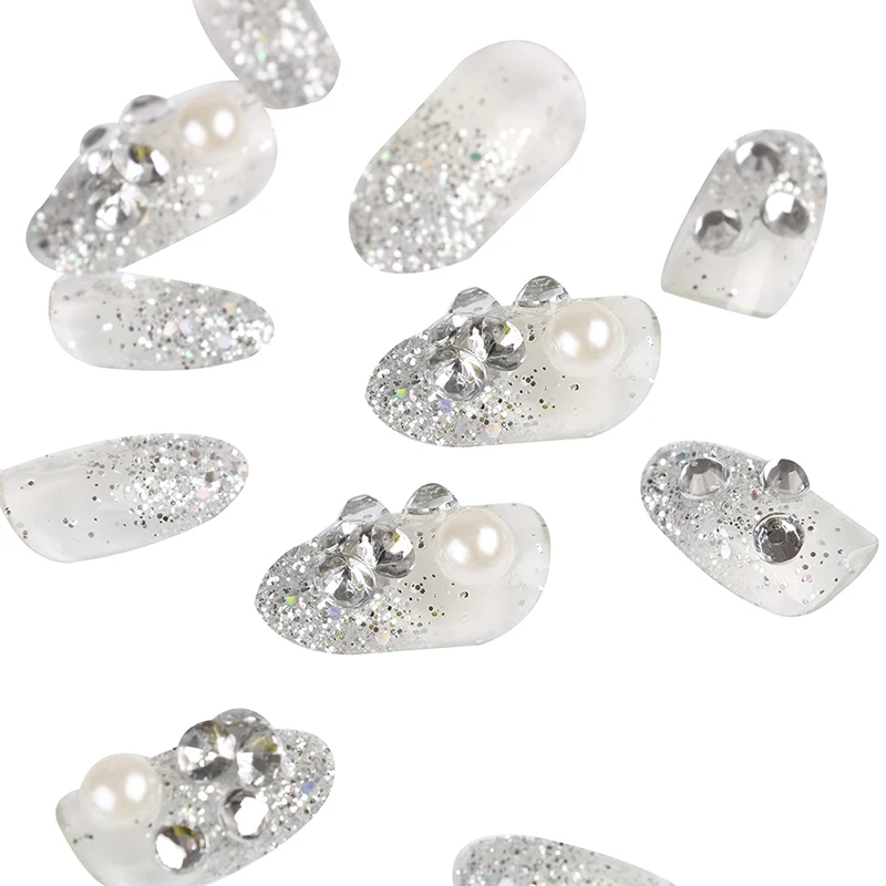 24 шт./компл. Стразы накладные ногти наклейки невесты нажмите на поддельные