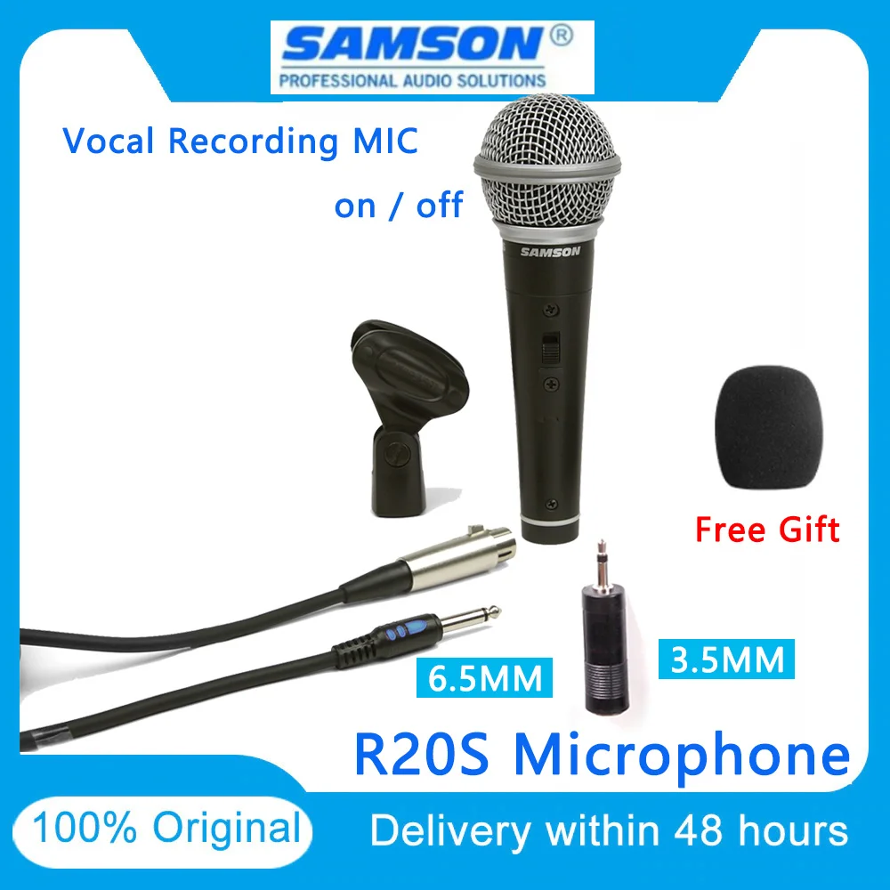 

Samson R21s Профессиональный динамический ручной микрофон с XLR до 1/4 "микрофоном для караоке и записи с кабелем и зажимом для микрофона