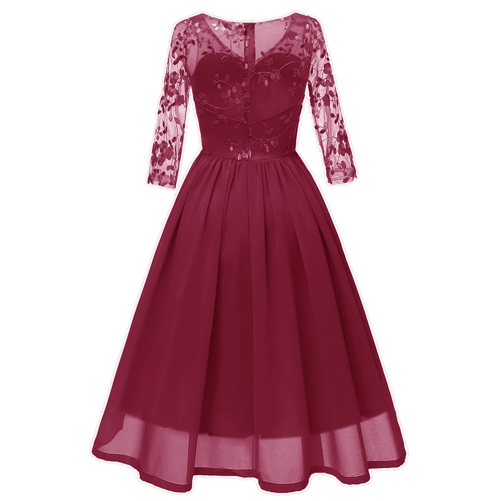 Женское платье с цветочной вышивкой элегантное Сетчатое и шифоновое в стиле