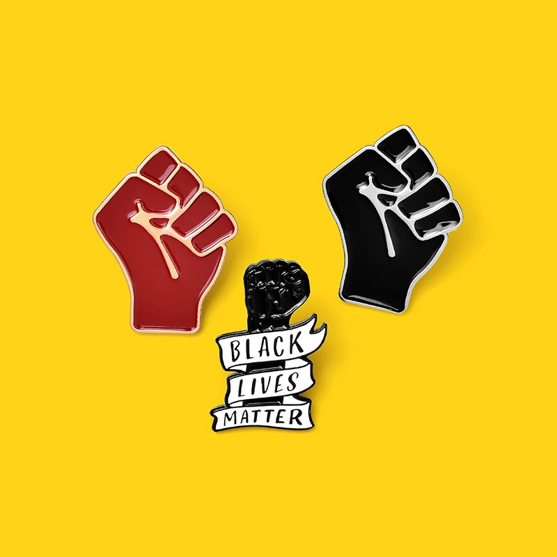 

Black lives matter Black man raised unity fist alloy brooch pin badge enamel backpack lapel pin Neckline jewelry gifts