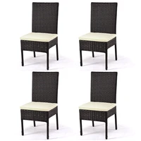 costway 4 piece outdoor patio furniture rattan dining chairs cushioned garden mix brown