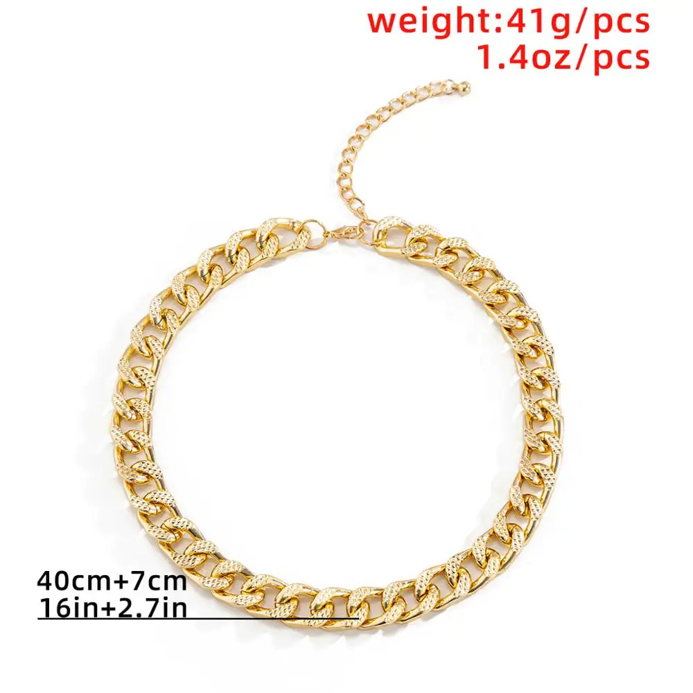 

Vintage Punk Big Chunky Chain Necklace Collares Statement Boho Hip Hop Aluminum Gold Color Thick Choker Necklace Women Jewelry
