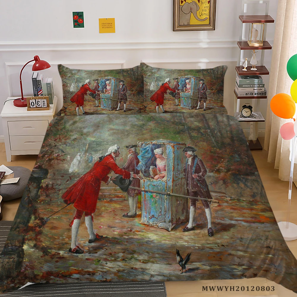 

Home Textile 3D Art Painting Bedding Set King Size Quilt Cover Set 2/3 Pcs Polyester Bedclothes Bedroom Decor