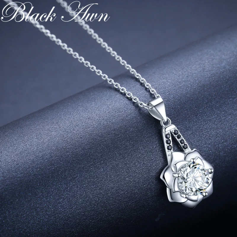 2020 New Flower Silver Necklace Sterling Design Fine Jewelry Trendy Engagement Necklaces for Women Wedding Pendants K056 | Украшения и