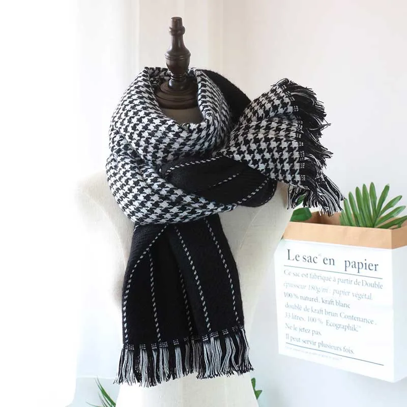 Новый брендовый шарф для женщин зимний полосатый кашемировый большой с рисунком