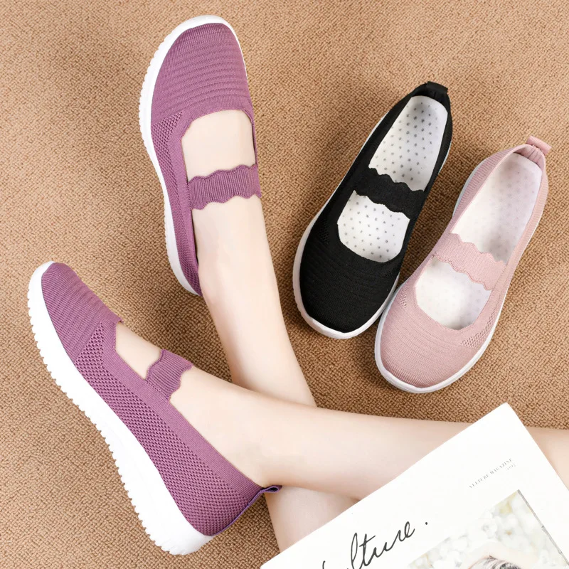 

Women's soft-soled sneakers, women's mesh, breathable and comfortable, vulcanized new fashion non-slip flat mother shoes