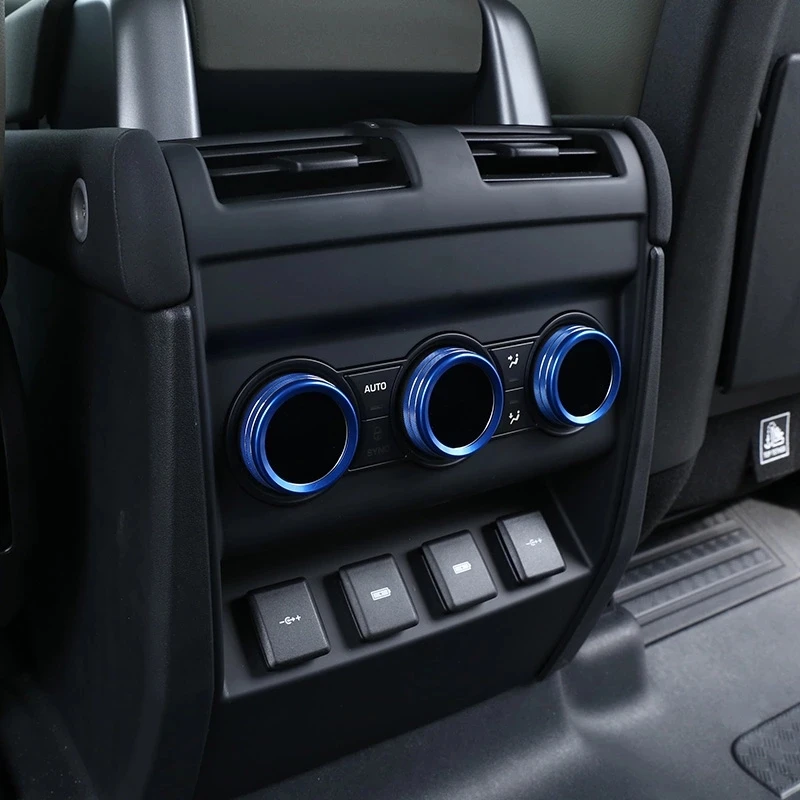 

3pcs Aluminum Alloy Car Rear Air Conditioning Adjusting Knob Trim Ring For Land Rover Defender 110 130 2020 Auto Accessories
