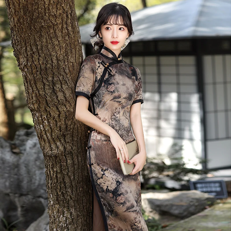 

Improved Chinese Style Cheongsam New Young Girl Long Republic of China Old Shanghai Cheongsam Dress