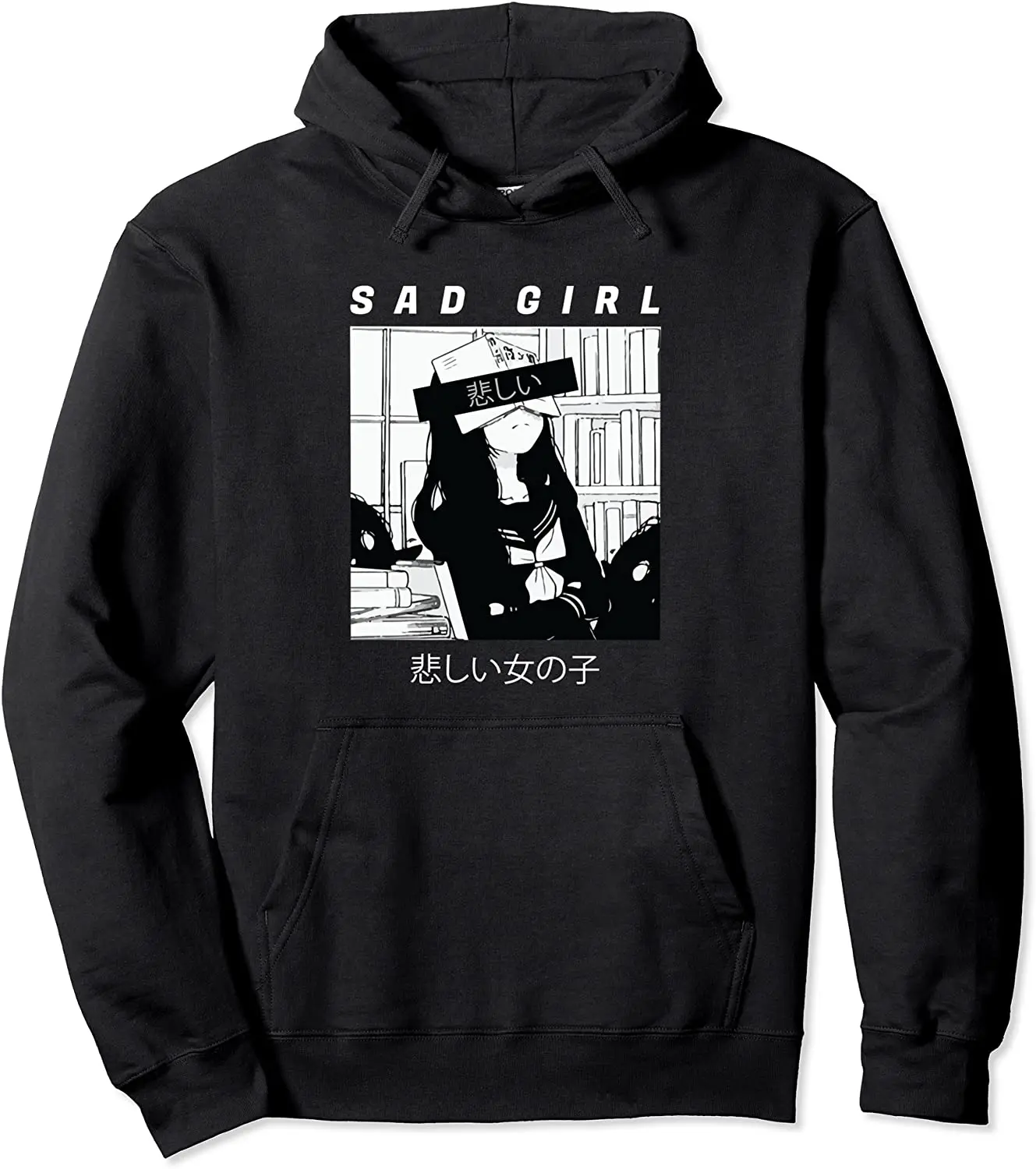 

100% Cotton Sad Anime Girl Japanese Babe Otaku Cool Gift Pullover Hoodie