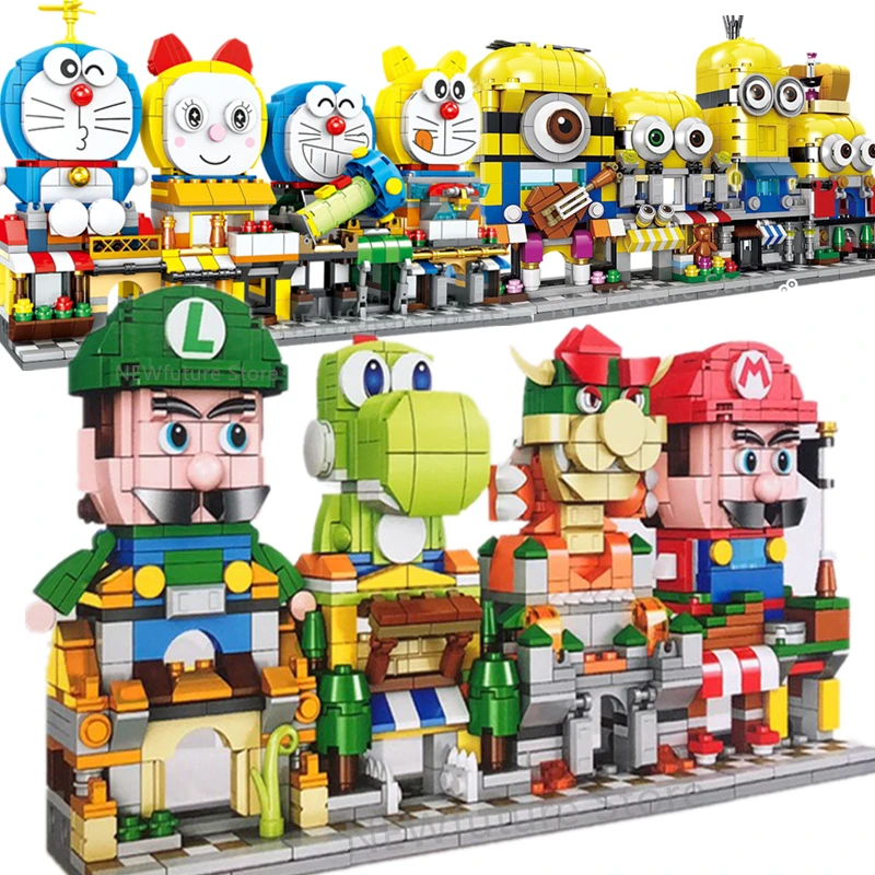 Street View City Super Bros Doraemons Shop Store Architecture Building Blocks Sets Bricks Kids Kits Movie Animation Game | Игрушки и