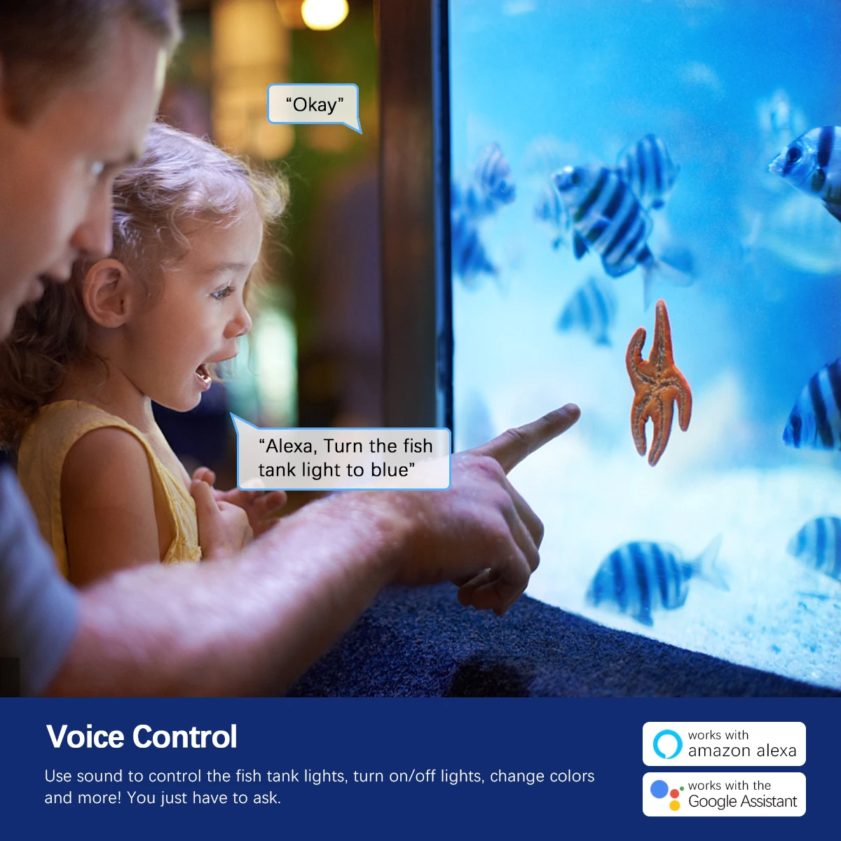 DC12V 29/39/49 СМ WiFi RGB LED светильник для аквариума, работающий с приложением Tuya и голосовым управлением Alexa для освещения аквариума.
