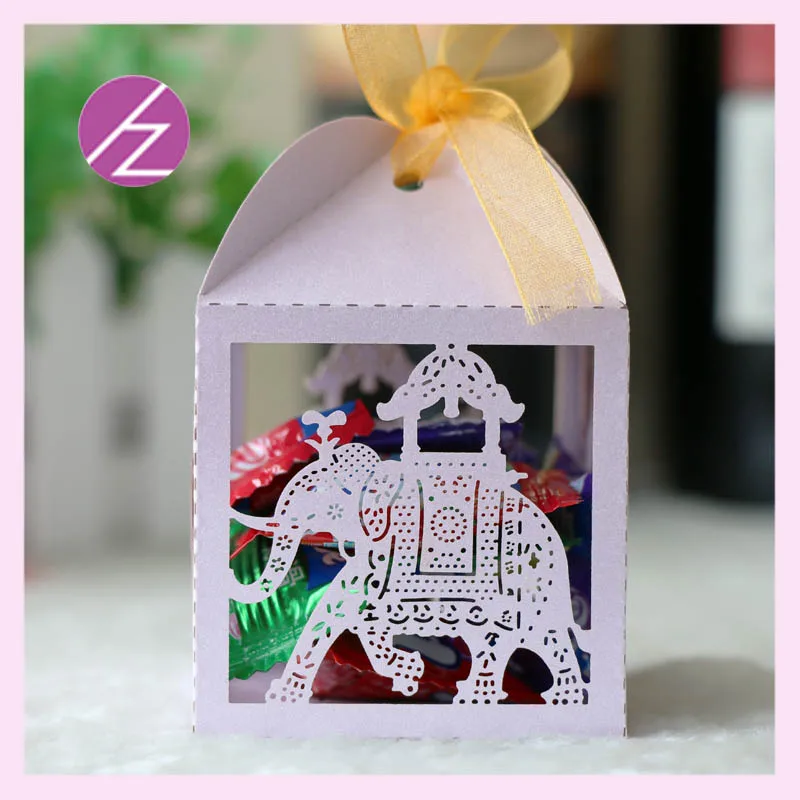 

50pcs Mighty Elephant Pattern Candy Boxes Free Shipping Send A Ribbon,Birthday Party Ceremony Chocolate Boxes