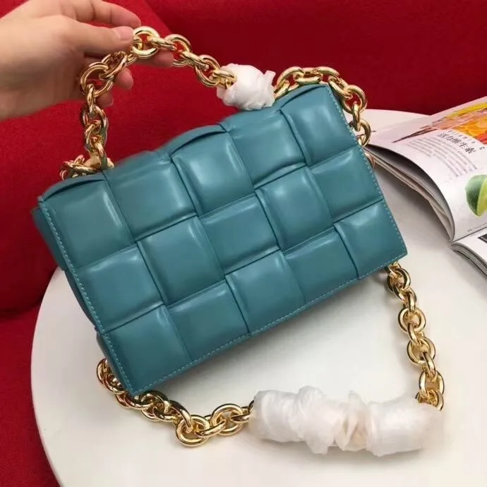 

Women's bag woven cowhide chain pillow bag niche diagonal underarm bag portable handbag leather small square bag