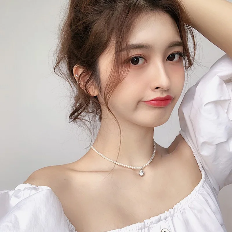 Цепочка для ключиц чокер белая имитация нить жемчуга бусы ожерелья невесты