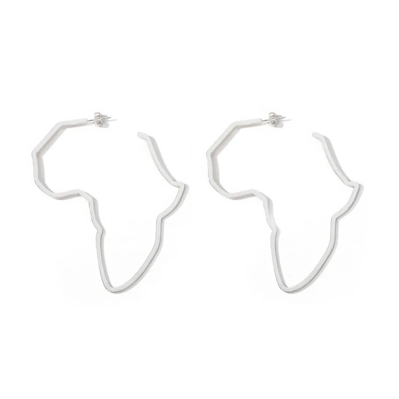 Серьги-кольца в виде Африканской карты ювелирные изделия нигерийском стиле из