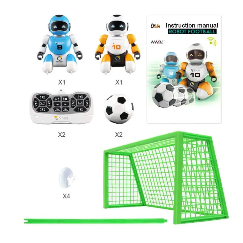2pcs with basket 2 шт футбольные Роботы RC интеллектуальный пульт дистанционного управления футбольный робот пение и танцы usb зарядка Игрушки для мальчиков Рождественский подарок - Цвет: 2pcs with basket