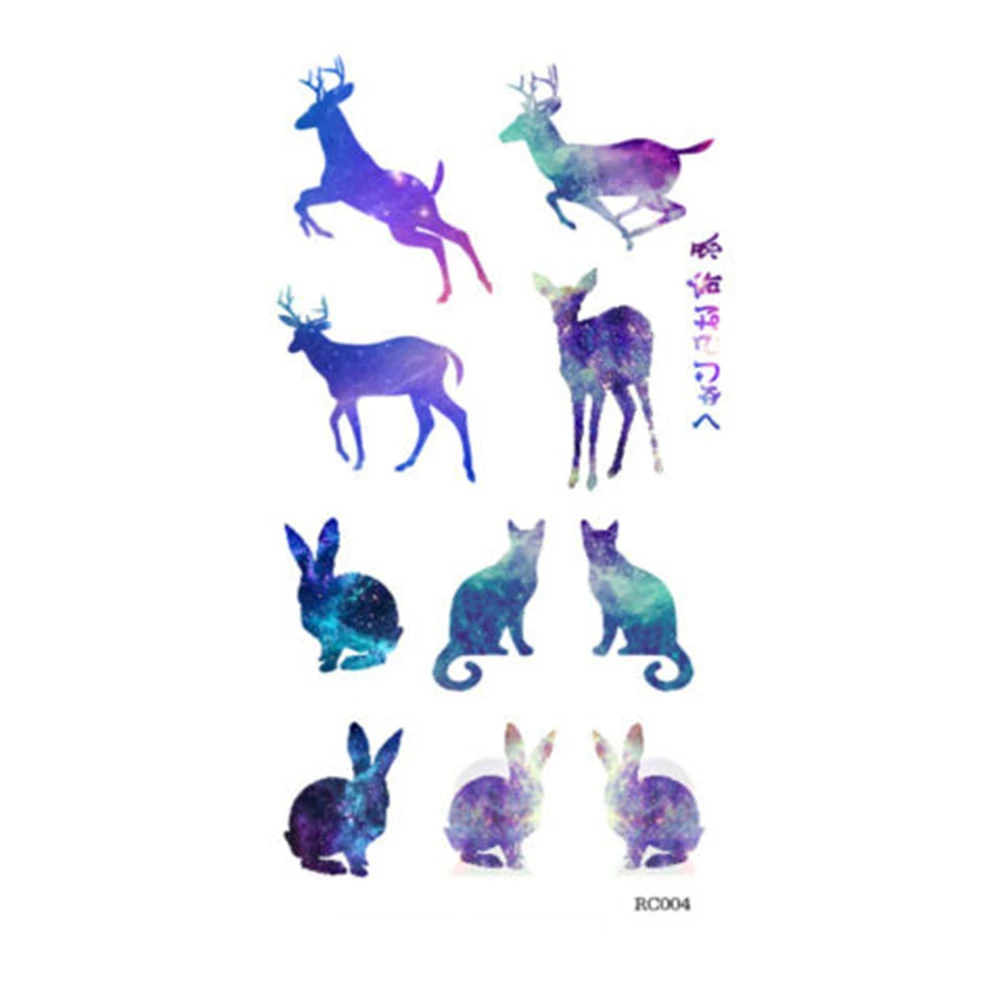 

Vivide 3D Runs Elk Pattern Temporary Flash Fake Tattoo Foil Decal Removable Waterproof Tattoo Sticker Body Art