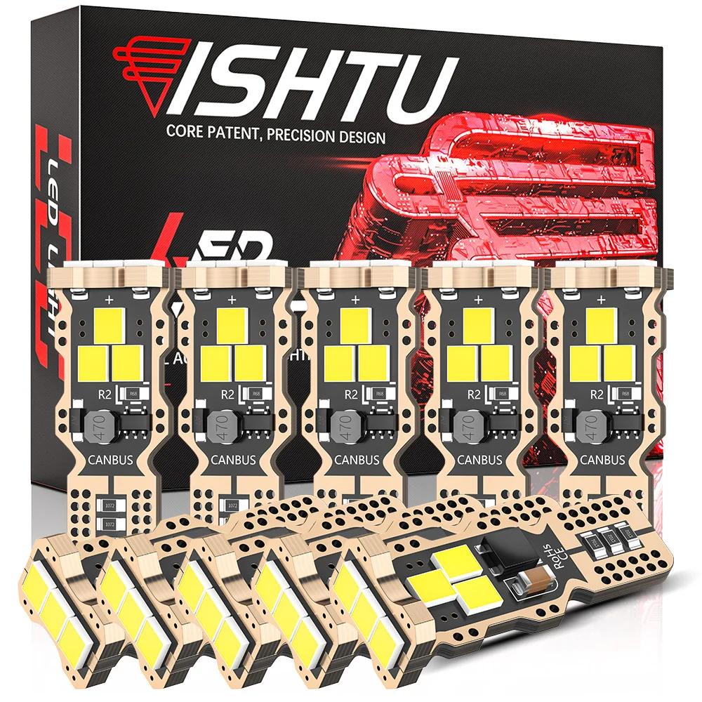 

ISHTU 10PCS W5W T10 LED Bulbs 12V 24V White Canbus 194 168 Car Interior Map Dome Parking License Plate Light Auto Signal Lamp