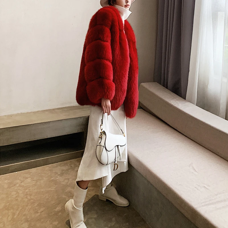 

real coat ladies women natural fox jacket genuine fur