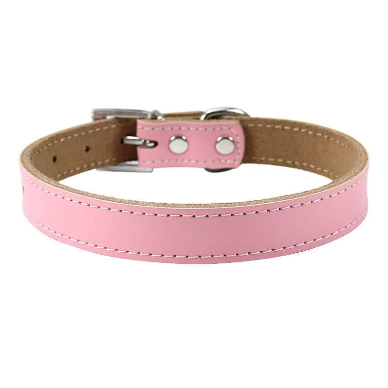 Pink Pet Dog Collar XS-XL ошейник для собак из натуральной кожи с подкладкой из микрофибры, регулируемые ошейники для маленьких и средних собак, чихуахуа, щенка, ошейник - Цвет: Pink Pet Dog Collar