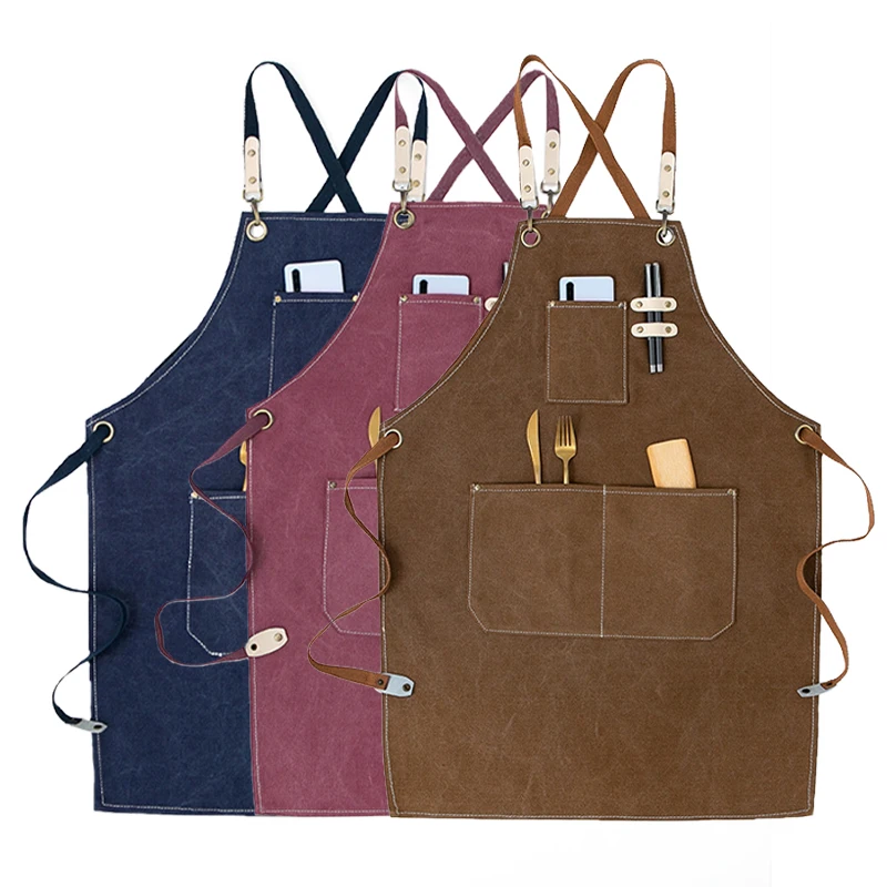 

Большой карманный холщовый фартук для кофе, нагрудник для готовки, уборки выпечки, водонепроницаемый маслостойкий кухонный фартук для мужчин и женщин, 46447